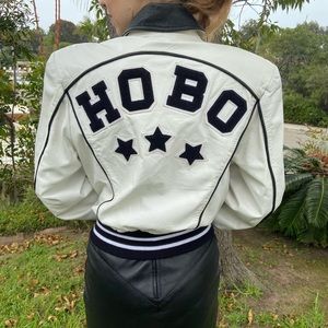 White 80s vintage North Beach leather Hobo jacket